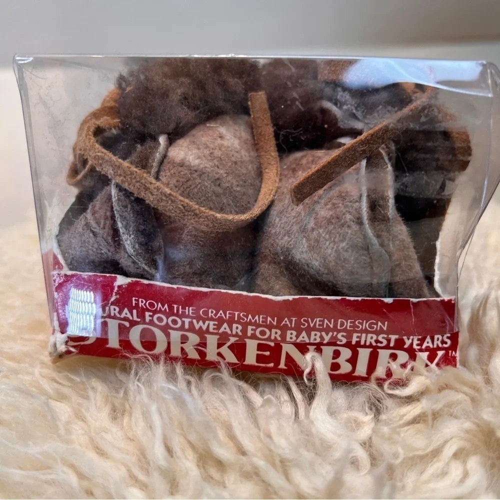STORKENBIRK Leather Handmade Baby Booties. Shearling lined. Made in USA